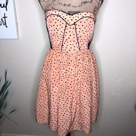 Minuet Dress with Commas, Peach and Blue Strapless Dress Size Medium - Picture 1 of 9